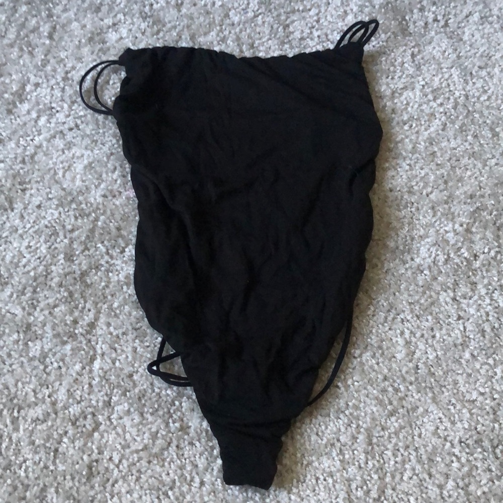 Black strap bodysuit